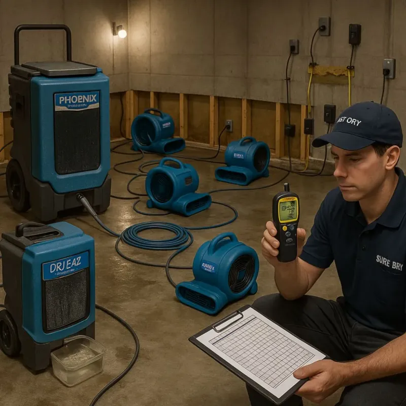 Structural Drying and Dehumidification process in Claremont, NC
